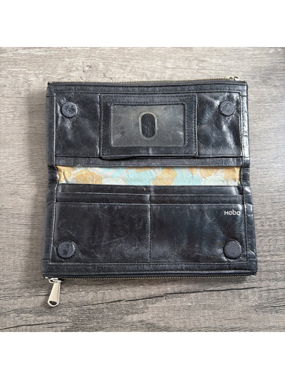 Hobo International Wallet Black Bifold Magnetic Clutch
